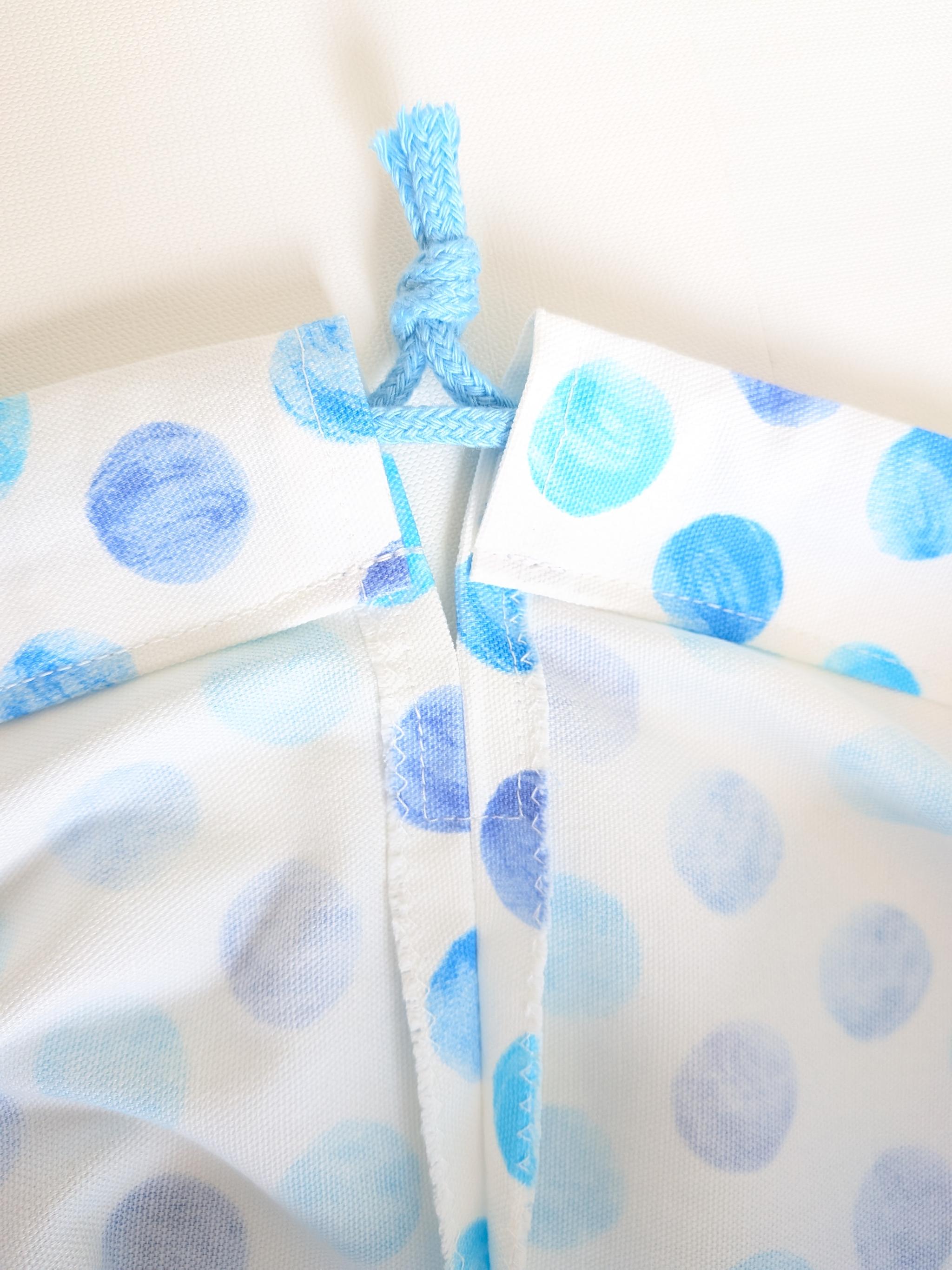 完成品|どでか巾着|50×40サイズ|体操服・布団も入る|入園準備に|入学準備|特大巾着|ドット 水色 水玉 キャンディ | 9枚目